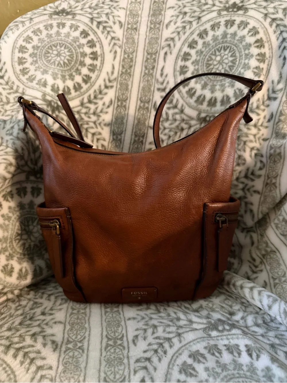Fossil Emerson Brown Leather Hobo Bag